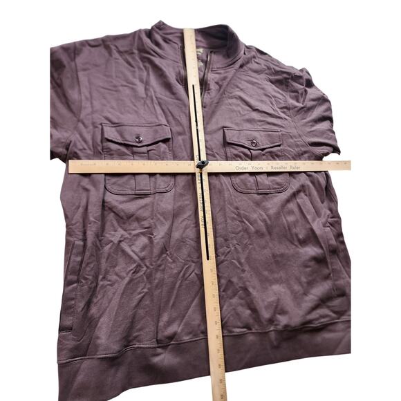 Rustic Ridge Mens Size 2XL Brown Cotton Half Zip Pullover Shirt Button Pockets - Picture 10 of 11